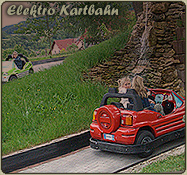Bei einer Fahrt auf der Elektro Kartbahn im Freizeitpark die Wartburg entdecken Bei einer Fahrt auf der Elektro Kartbahn im Freizeitpark die Wartburg entdecken